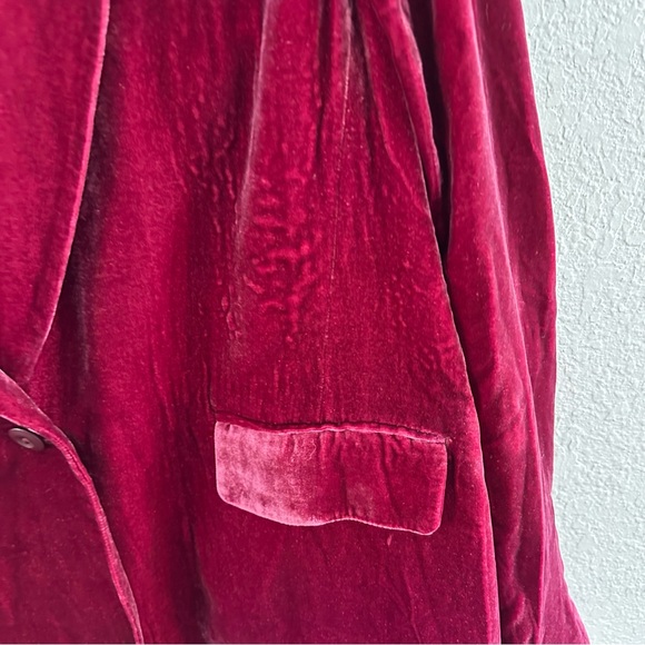 Sundance Silk Blend Boho Velvet Blazer Raspberry Pink Floral Lined Size 6 - Picture 4 of 14